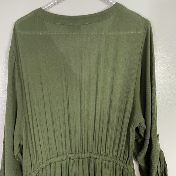 Torrid olive button front gauze skater dress - Picture 6 of 9